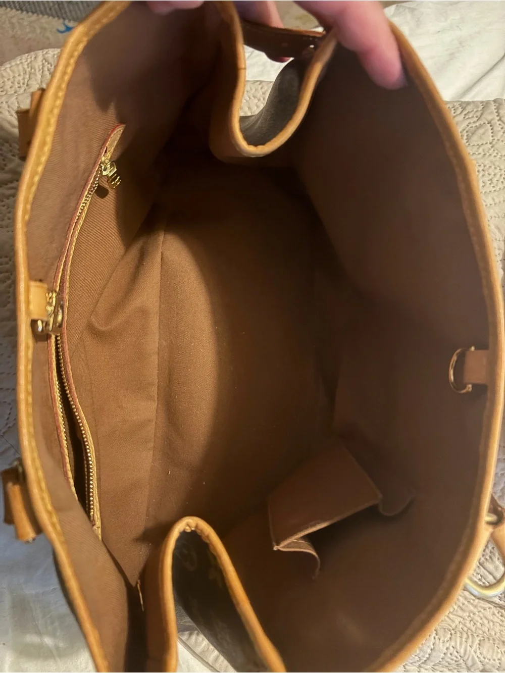 Louis Vuitton Monogram Canvas Shoulder Bag with Tan Trim